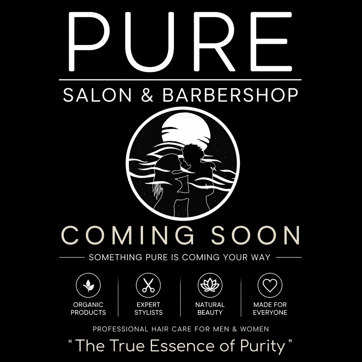 PURE Salon & Barbershop coming soon announcement